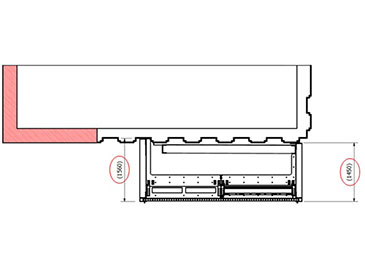 Plan drawing showing new Intake Box attached to existing sheet-pile structure